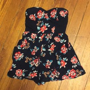 Strapless Floral Romper
